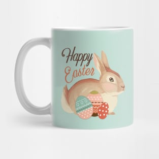 Happy Easter. Cute easter bunny. Rabbit loaf. Mug